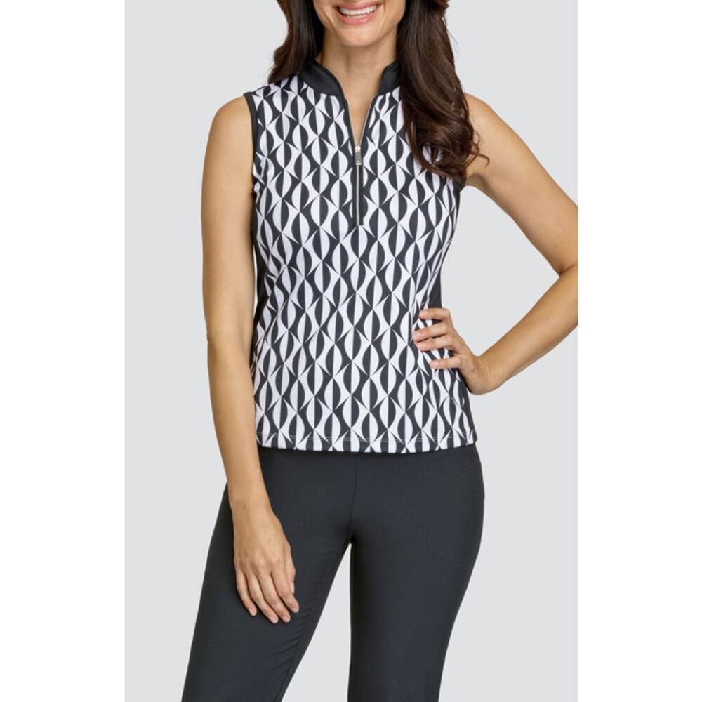 Tail White Label Darly Top Magnetic Geo Black White Golf Tennis UPF 50 Womens XS - Picture 7 of 8